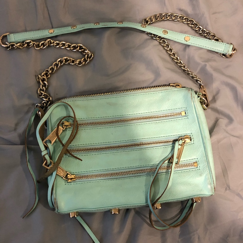 REBBECA MINKOFF light blue triple zipper crossbody
